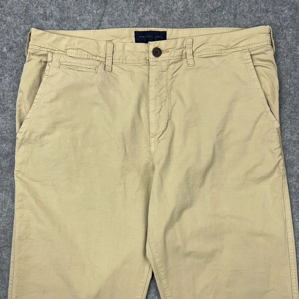 American Eagle Pants Mens 34x34 Tan Khaki Relaxed Straight Chino Cotton Classic - Picture 2 of 12